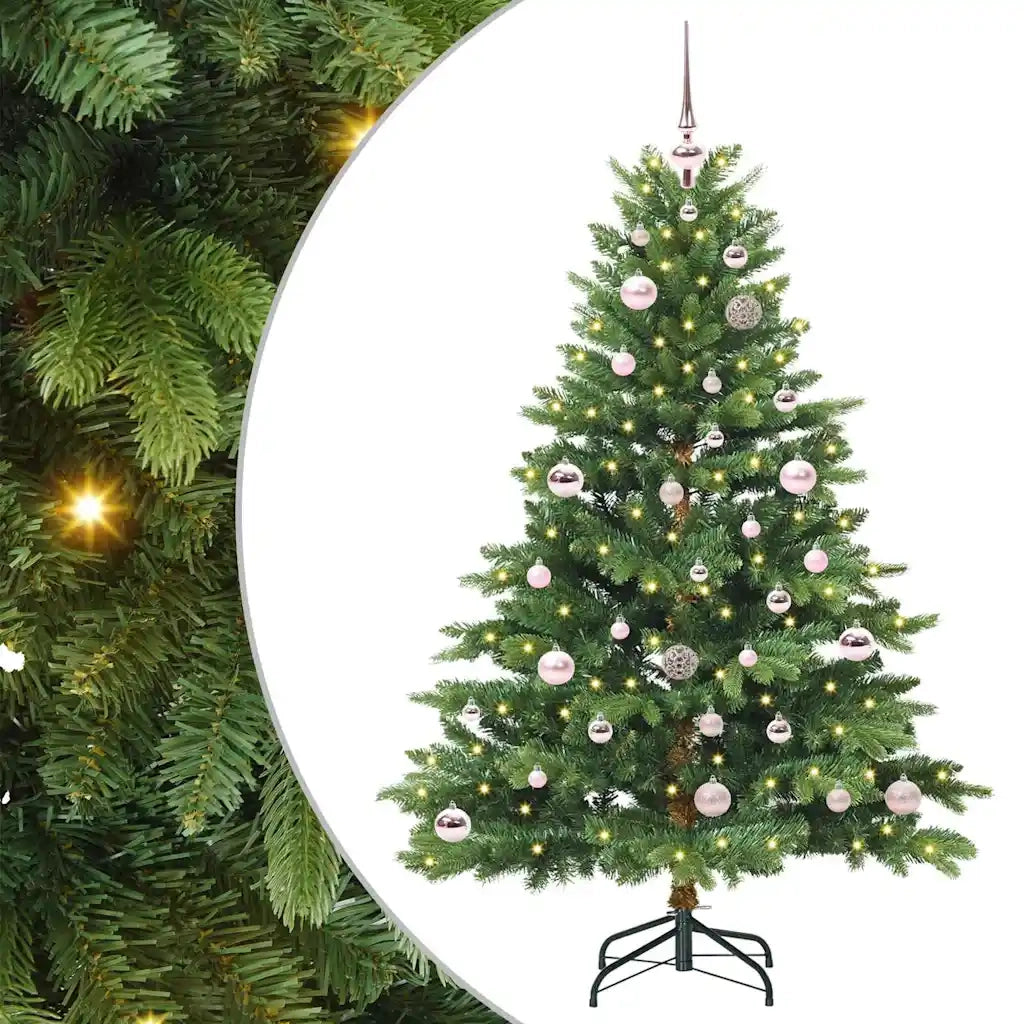 Albero di Natale | Decorazioni natalizie artificiale con 150 LED Verde 150 cm PE e PVC
