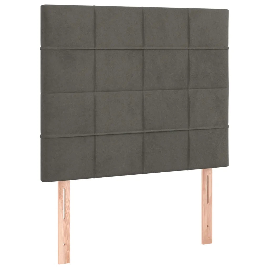 Letto a Molle con Materasso e LED Grigio Scuro 90x200cm Velluto