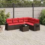 Set Divani da Giardino 7 pz con Cuscini Marrone in Polyrattan 3220223