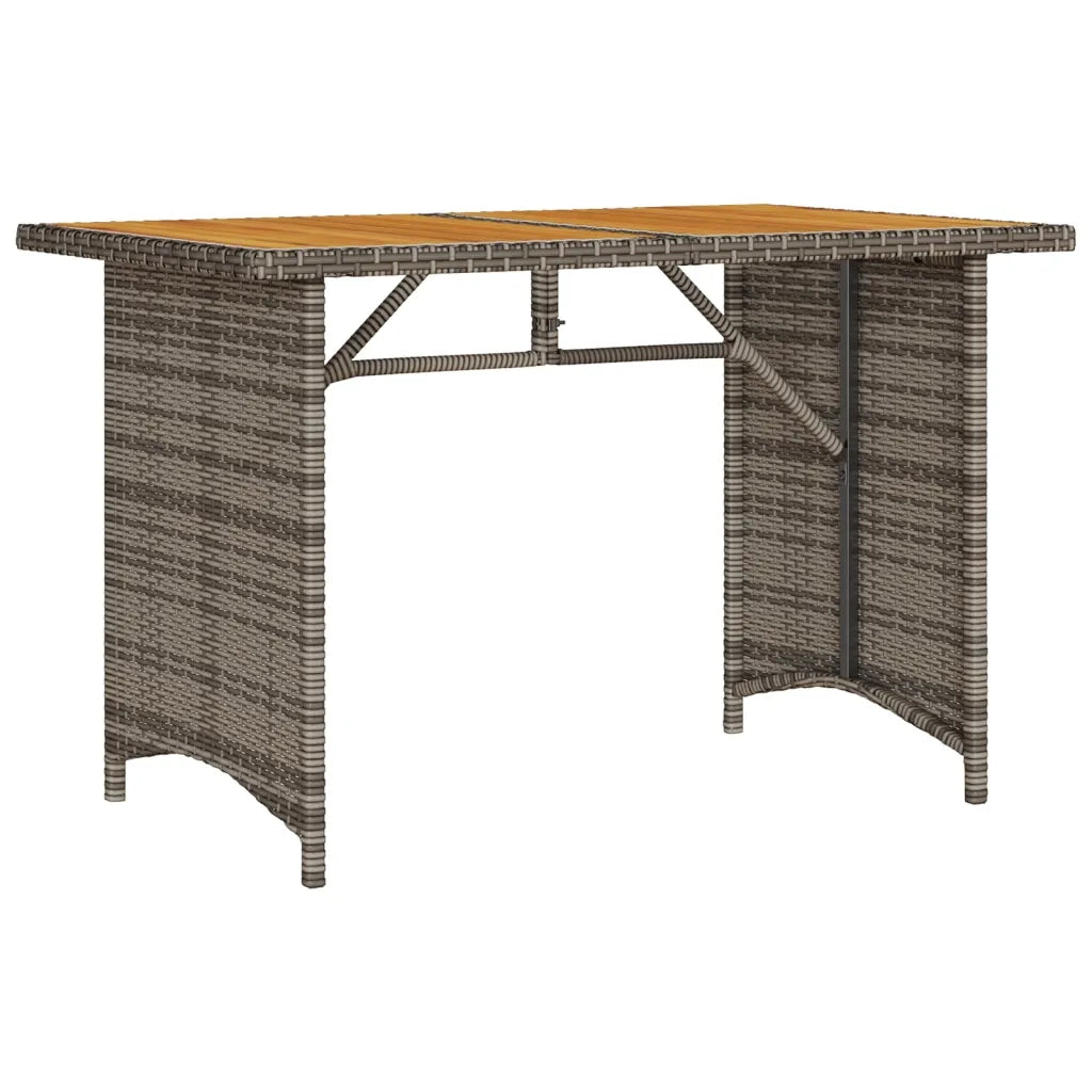 Tavolo da Giardino Piano in Legno Grigio 110x68x70cm Polyrattan 366356