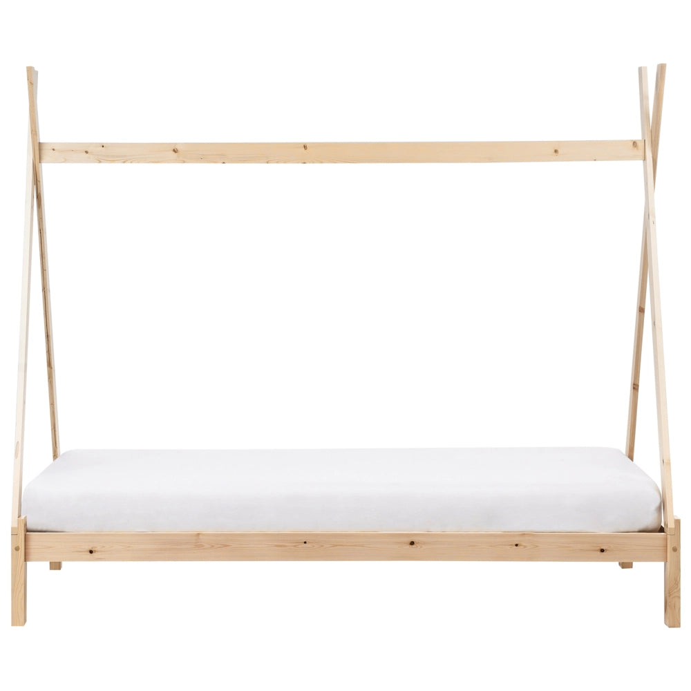 Letto a forma di tenda Teepee per bambini Pino chiaro UE 90 x 200 cm Struttura letto singolo con doghe