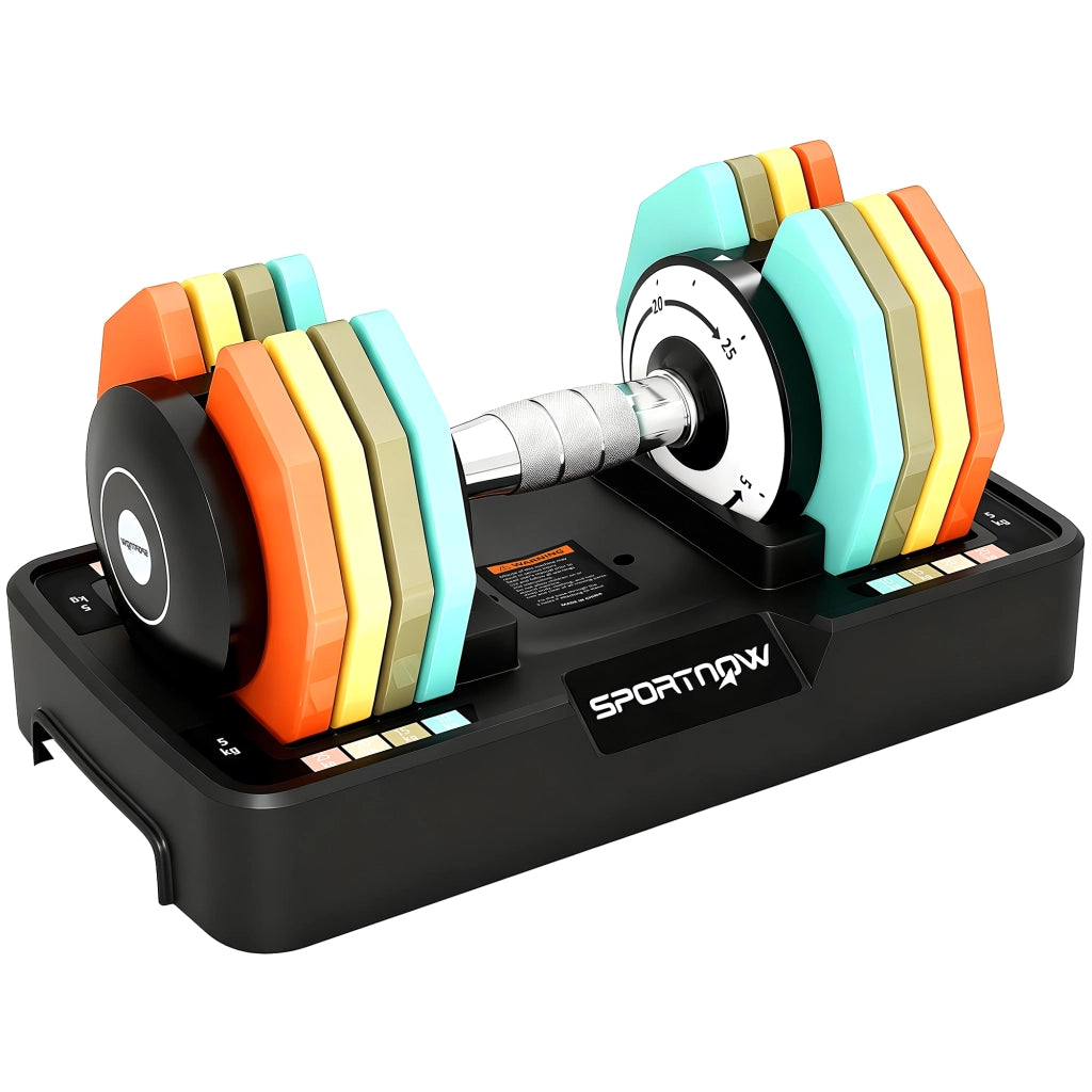 Set manubri regolabile 5 in 1 5-25 kg con base contenitore e manico antiscivolo ¨C zephmum ¨C multicolore