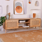 Grassano, Mobile Porta tv un Ripiano, 180x41x55h cm Marrone Rovere