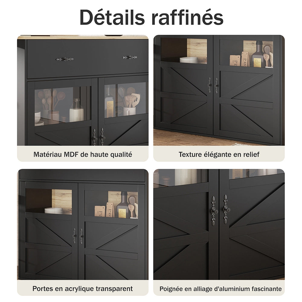 Tavolo Bar Estendibile - Xylo - 138-204??39??104 cm - Nero con Ripiani