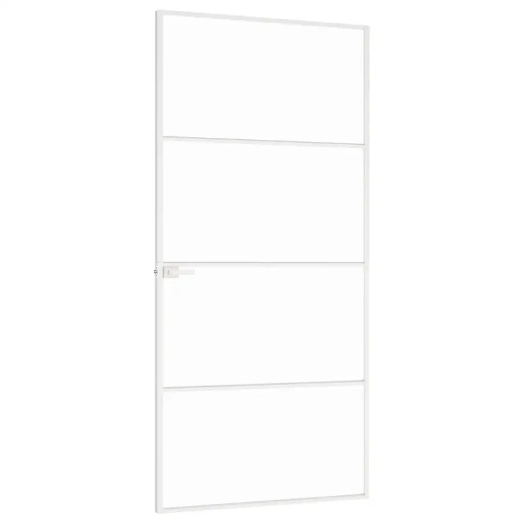 Porta Interna Bianca 93x201,5 cm Vetro Temperato Alluminio Slim 153668