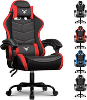 Sedia da Gaming Ufficio Ergonomica, Sedia da Gioco con Poggiatesta e Supporto Lombare Regolabili, Poltrona da Gaming, Rossa