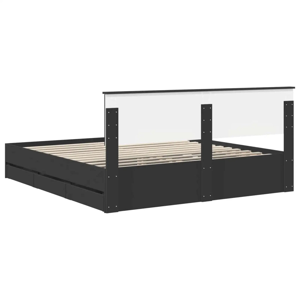 Struttura del letto-Giroletto Nero 180 x 200 cm Legno Ingegnerizzato 239569
