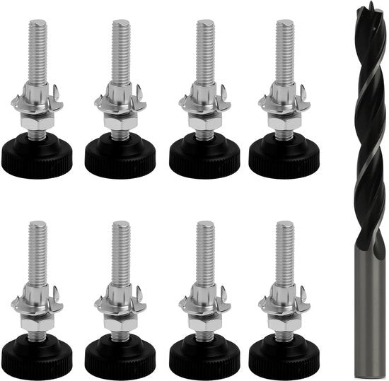 8 Pezzi di Supporti per Mobili Regolabili M8 x 50 mm con Pedane in Gomma