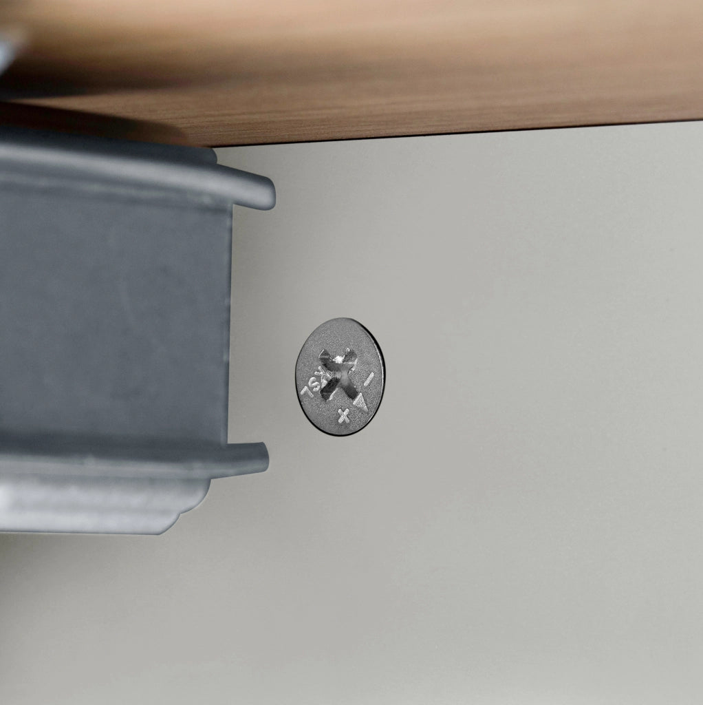 isola da cucina mobile bianca effetto legno con prolunga, LED, prese e vani