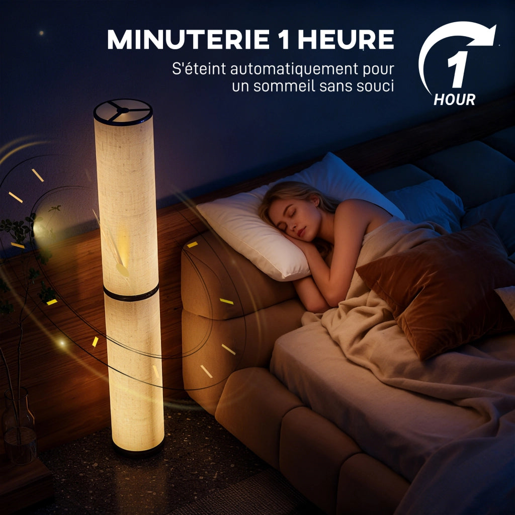 Lampada da terra LED ¨C zephmum ¨C Beige 20x135 cm con telecomando
