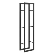 Robusta rastrelliera porta legna solida porta legna da ardere stoccaggio efficiente per interni esterni in acciaio laccato 40 x 150 x 25 cm nero 03_0005959