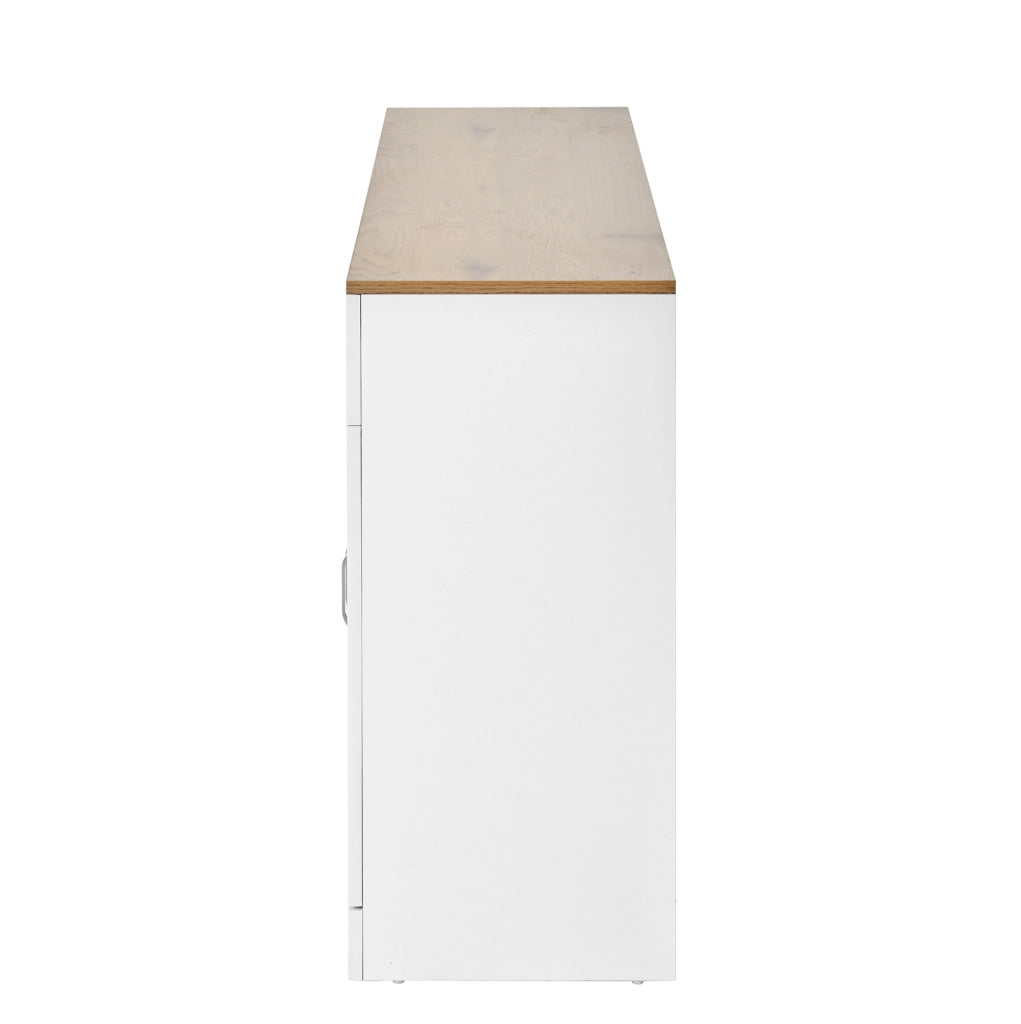 Credenza con 4 ante e 2 cassetti; ripiani regolabili; 120 x 35 x 80;5 cm; bianca