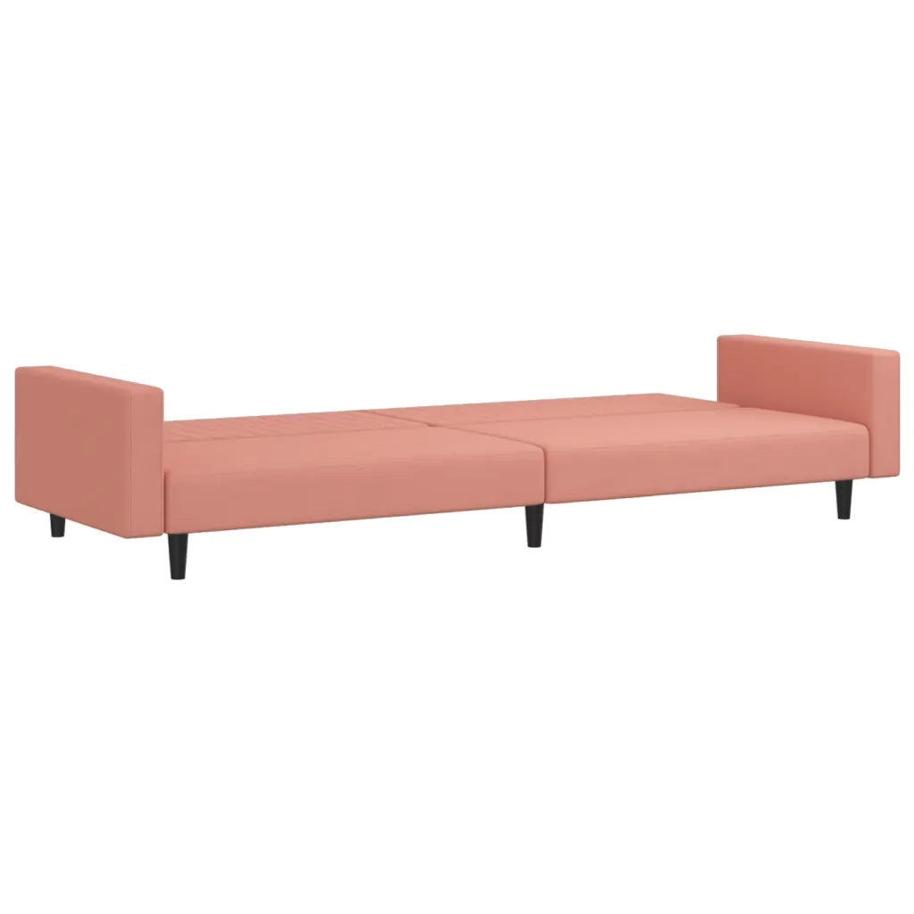 Divano Letto a 2 Posti Rosa in Velluto