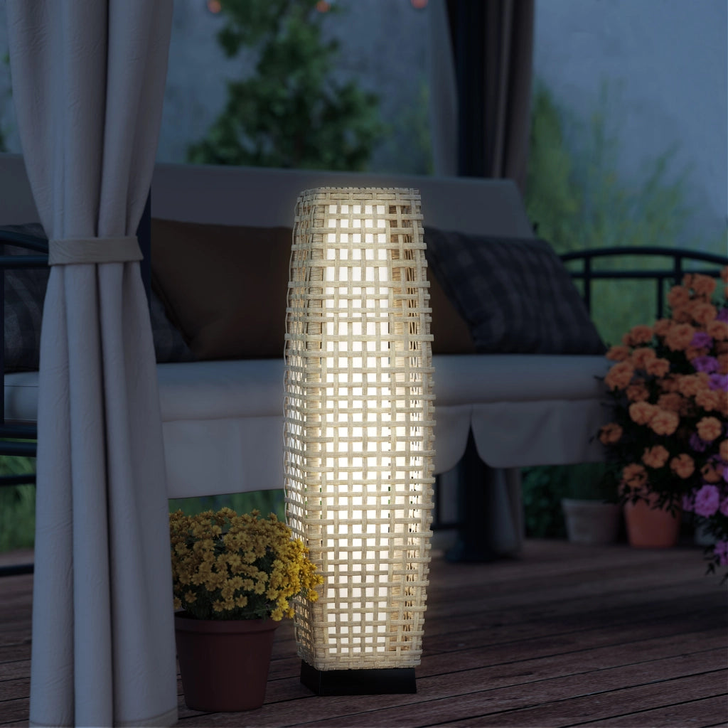 Lampada Solare da Giardino in Rattan Sintetico ¨C zephmum ¨C Naturale 21x21x78 cm