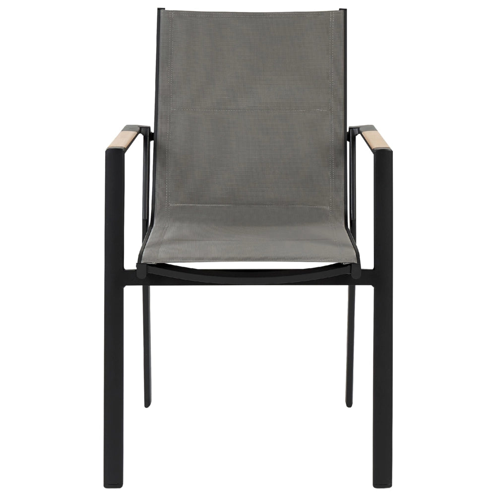 Set da pranzo da giardino con tavolo in alluminio nero con piano in vetro con 4 sedie giardino terrazzo elegante