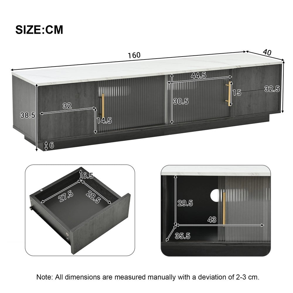 Mobile TV con Cassetti ¨C Xylo ¨C Grigio Marmo, Push-to-Open, 160 cm
