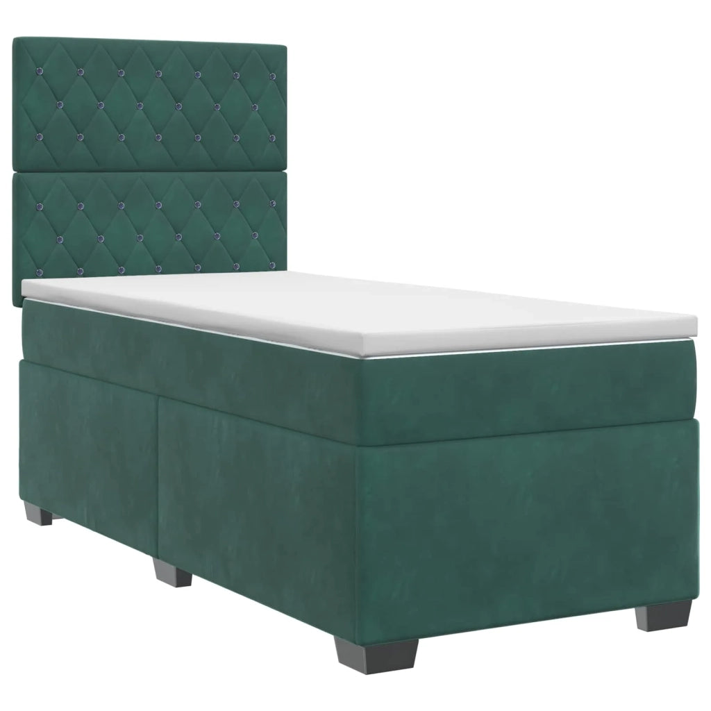 Letto box spring con materasso Verde Scuro 100 x 200 cm Velluto 3453581