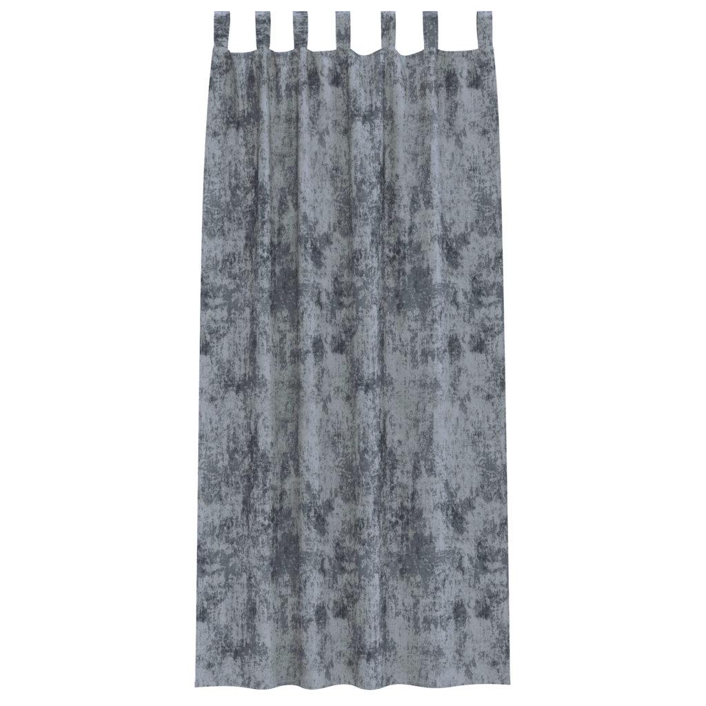 Tende in Velluto 2 pz con Bottoni Superiori Grigio Argento 225x140 cm