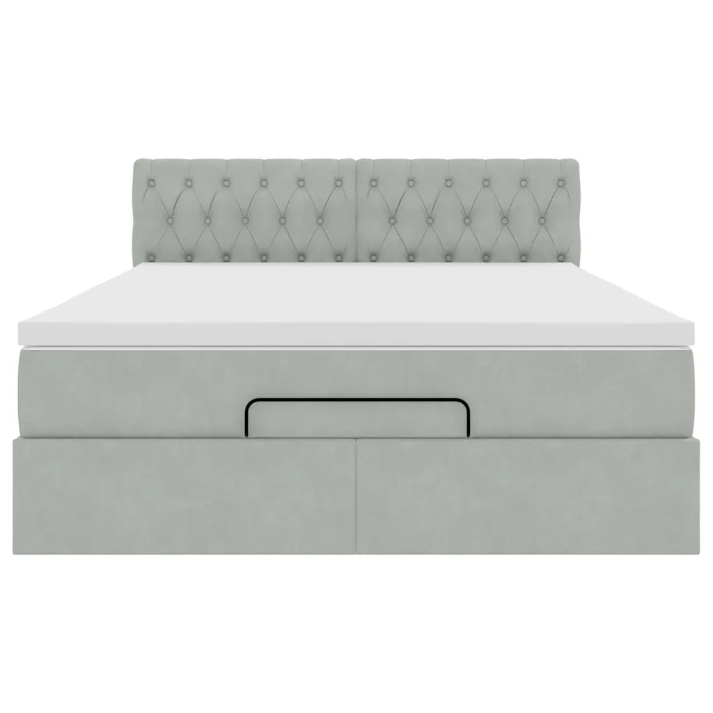 Struttura Letto Pouf con Materasso 140x190 cm Velluto 3312692