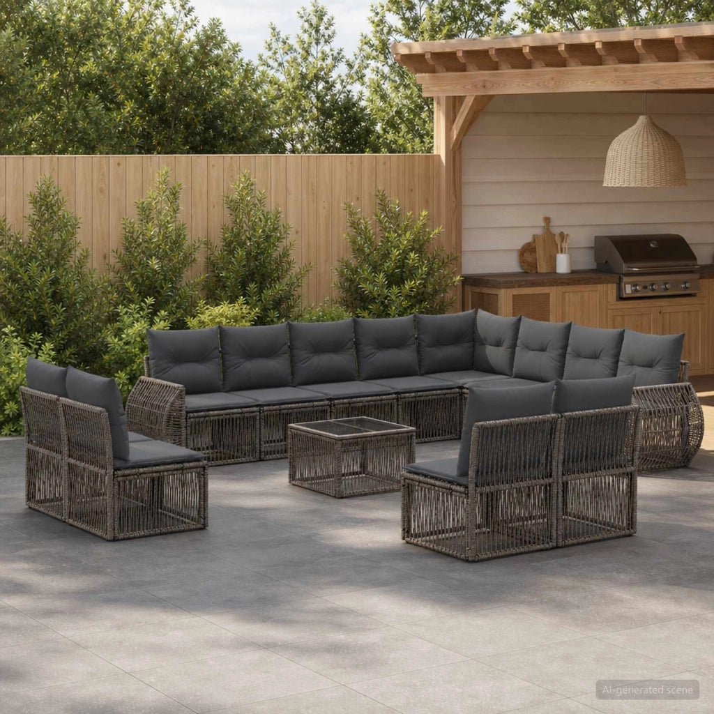 Set Divano da Giardino 13 pz Grigio e Grigio Scuro polyrattan 3435578
