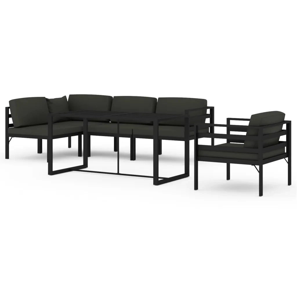 Set Divani da Giardino 6 pz con Cuscini in Alluminio Antracite cod mxl 41639