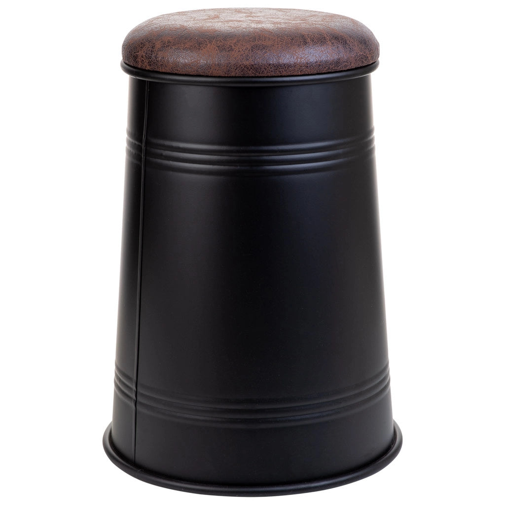Sgabello in metallo rivestito stampato nero 33x47