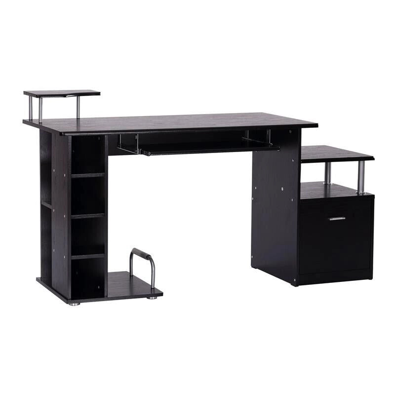 SCRIVANIA PC MODERNA CON CASSETTI IN LEGNO NERO