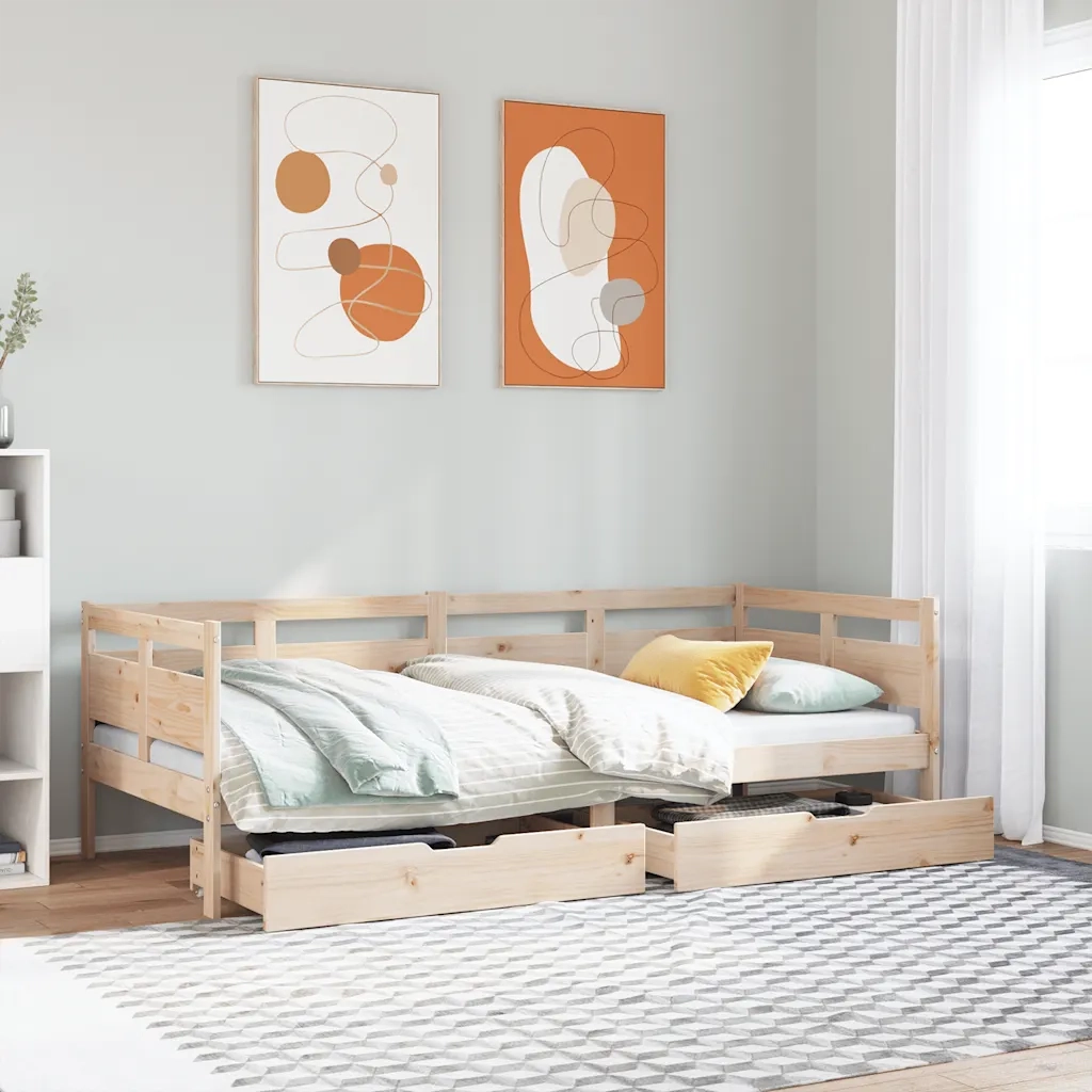 Dormeuse con Cassetti 90x190 cm in Legno Massello Pino 3302118