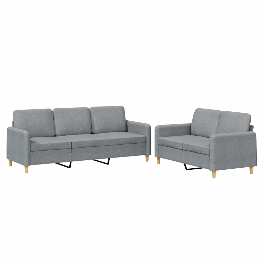 Set di Divani 2 pz con Cuscini Grigio Chiaro in Tessuto 3202118
