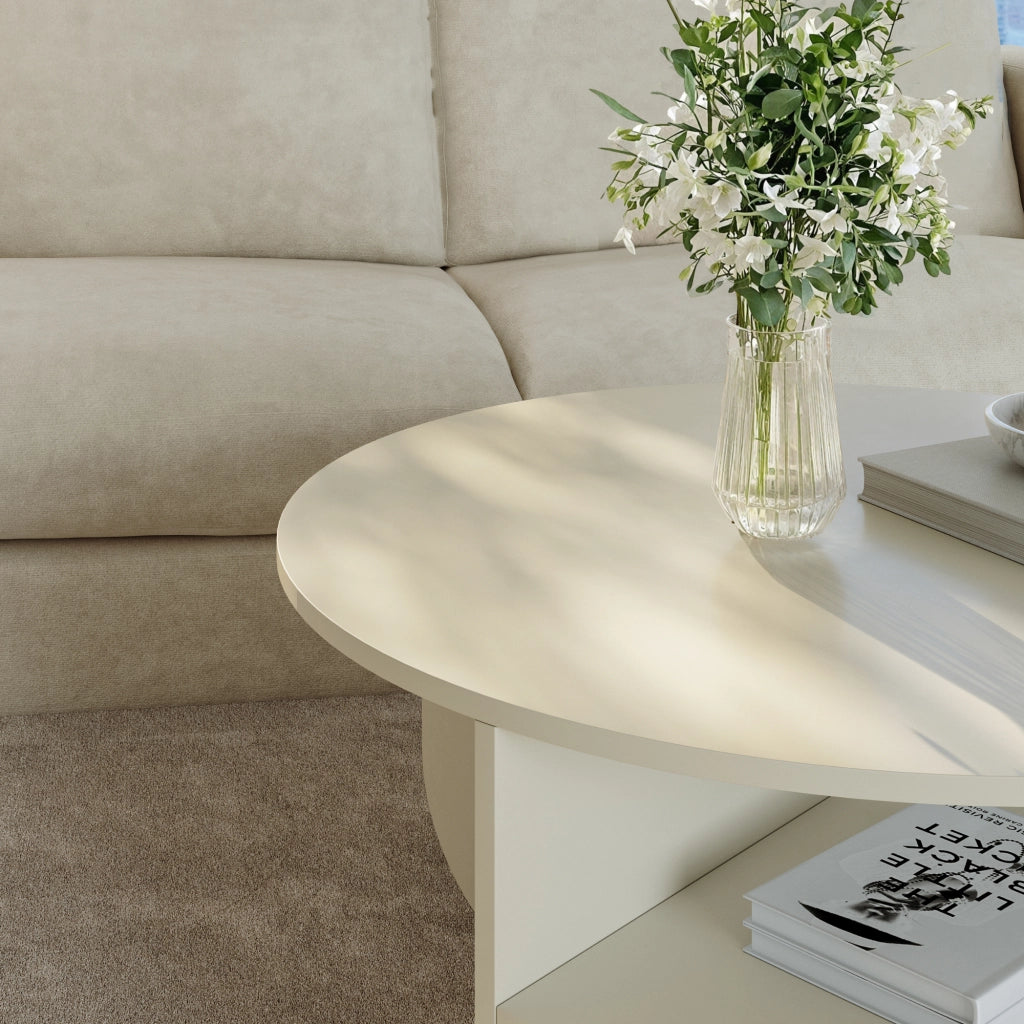 Tavolino Rotondo Reykhon Ø80 x 41 cm Color Avena Oatmeal [en.casa]