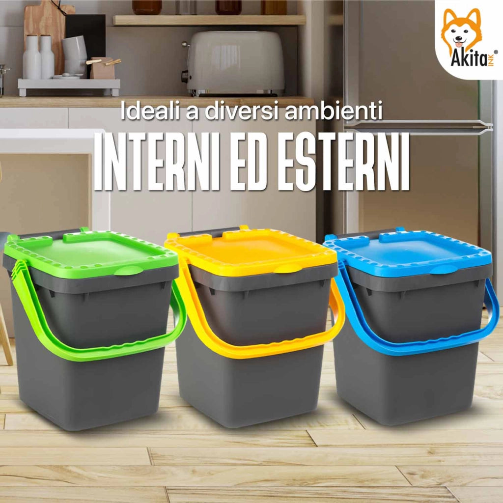 Akitaink Set 3 Pattumiere 20L Colorate