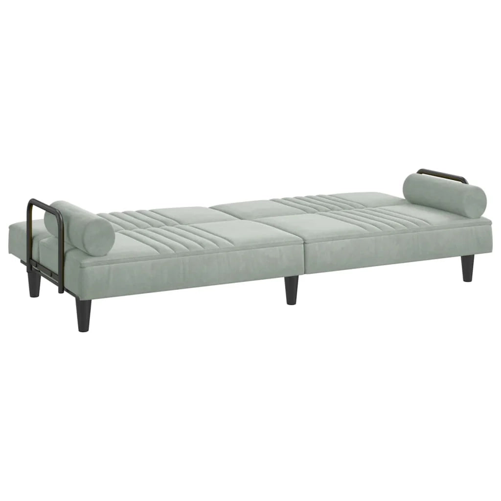 Divano letto con braccioli 205 x 89 x 70 cm velluto grigio chiaro 02_0019837