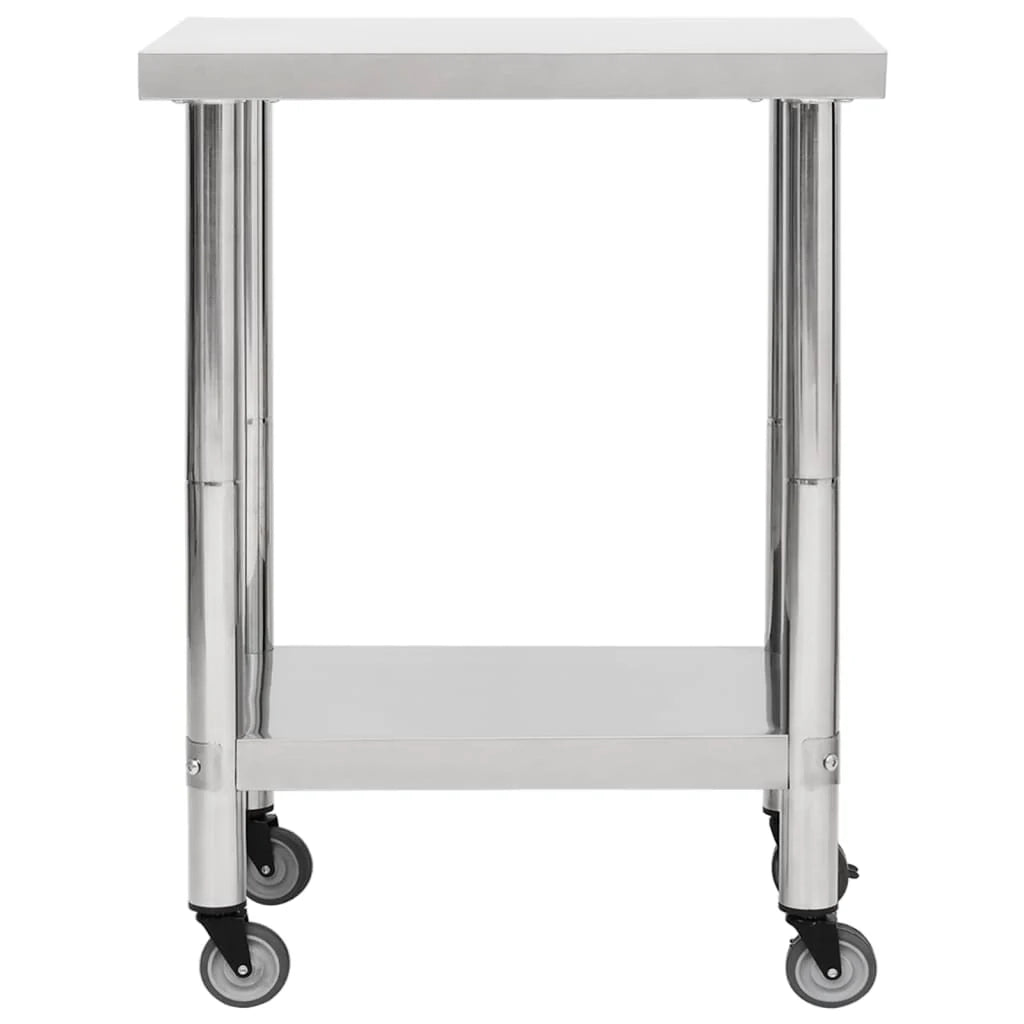 Tavolo da lavoro da cucina con ruote 80 x 30 x 85 cm acciaio inox 02_0001915