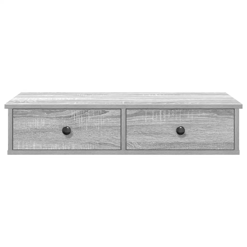 Scaffale a Parete con Cassetti Grigio 80x31x17 cm in Truciolato 859955
