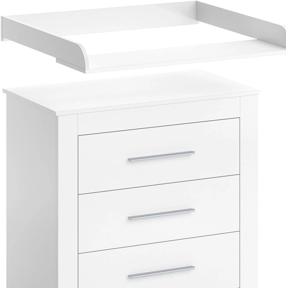 Fasciatoio Miro, Bianco, 86.6 x 86.5 cm, convertibile in cassettiera grazie al fasciatoio rimovibile