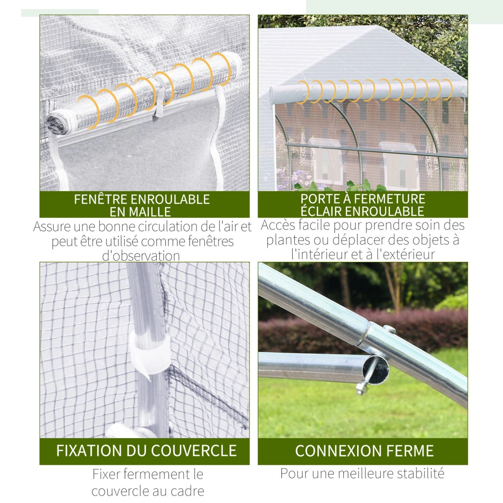 Serra Tunnel da Giardino ¨C zephmum ¨C Bianco Acciaio Galvanizzato 3.5x3x2 m