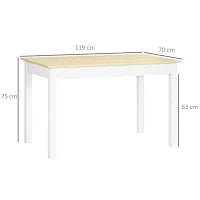 Tavolo da Pranzo 4-6 Posti Design Moderno per Cucina e Soggiorno, 119x70x75cm, Bianco e Legno