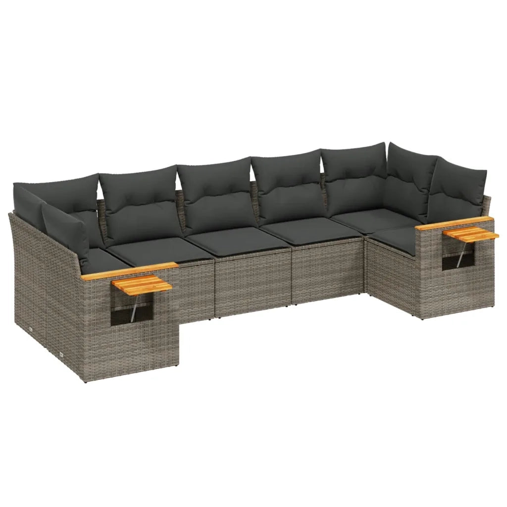 Set Divani da Giardino 7 pz con Cuscini Grigio in Polyrattan 3227110