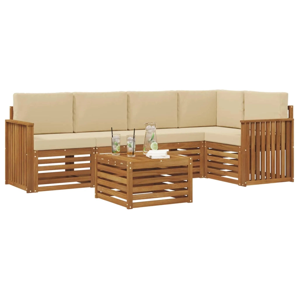 Set divano sezionale con cuscino 6 pcs Naturale e Beige 3374848