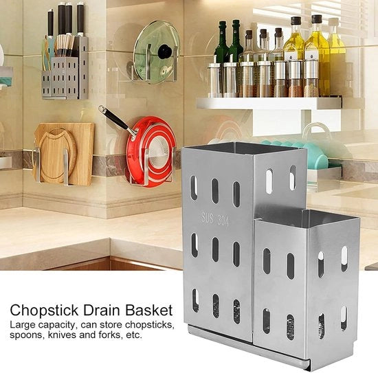 Organizzatore per Utensili da Cucina con Base - Sostegno per Stuzzicadenti e Spiedini con Manico in Acciaio Inossidabile