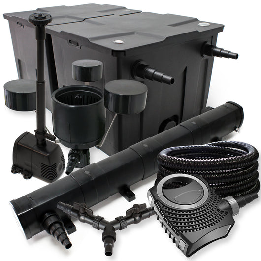 Set Filtro per 60000l Chiarificatore 72W Pompa NEO10000 80W Tubo 25m Skimmer Fontana