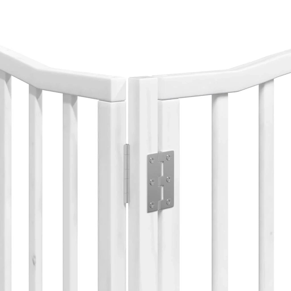 Cancelletto di sicurezza per animali domestici porta pieghevole 12 pannelli legno di pioppo bianco 02_0023151