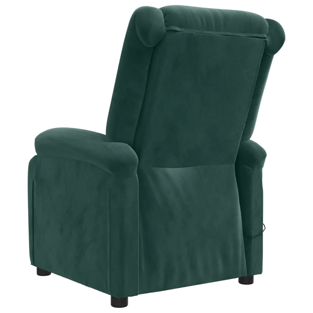 Poltrona Elettrica Reclinabile Verde Scuro in Vera Pelle 3098395
