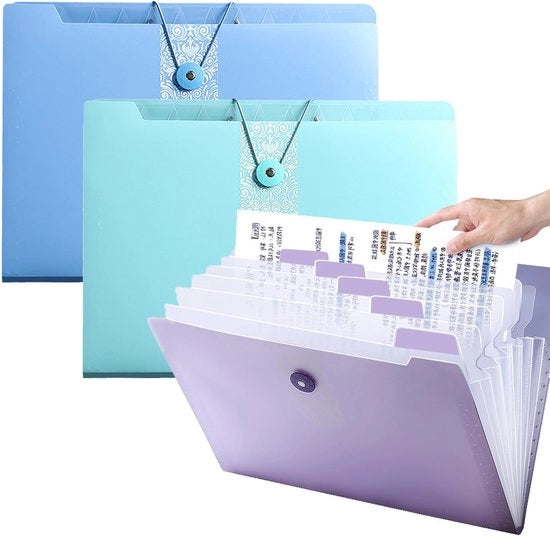 Ordinatore per documenti A4, 3 pacchi Pockets in poli, 12 cassette Grande capacità, Documentante accordeonabile per ufficio, viaggio d'azienda, casa