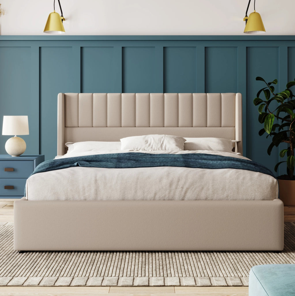 Letto matrimoniale contenitore idraulico 160x200 cm beige
