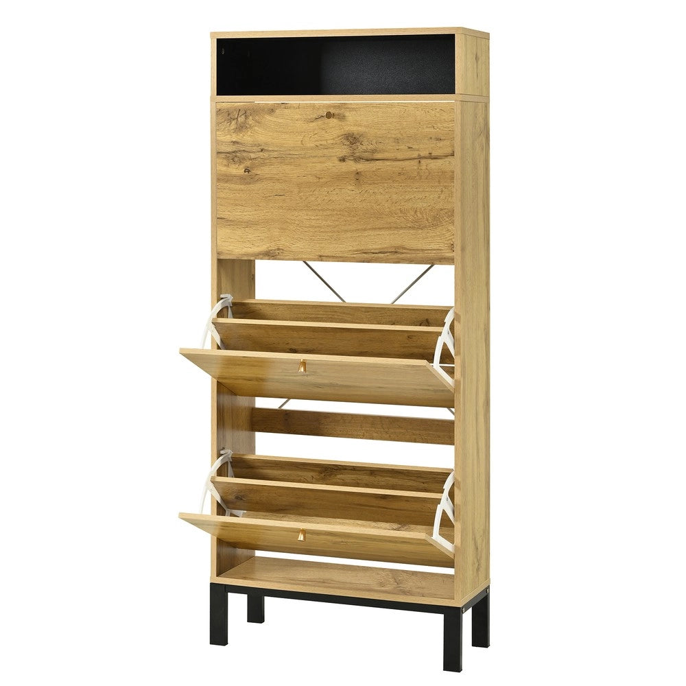Scarpiera Alta e Slim con Ante e Ripiani ¨C MINIMAL ¨C H147 cm