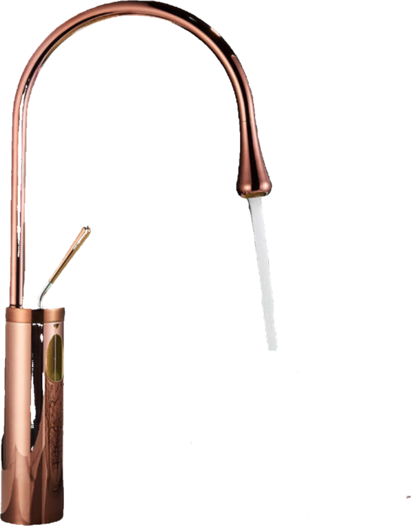 Lydia | Miscelatore da bagno Hotel Gastro Rosegold | Rubinetto in acciaio inox per lavabi alti | Miscelatore 2 attacchi alta pressione alto Bagno