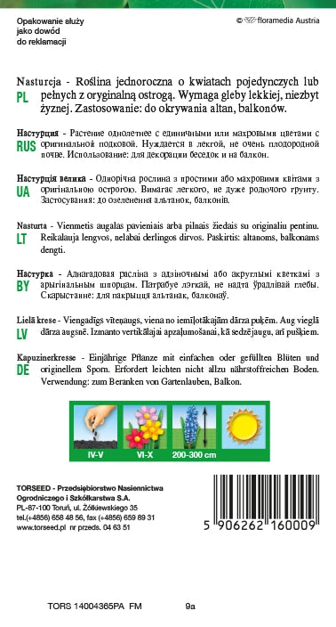 Nasturzio - Tropaeolum majas rampicante - miscela 5g