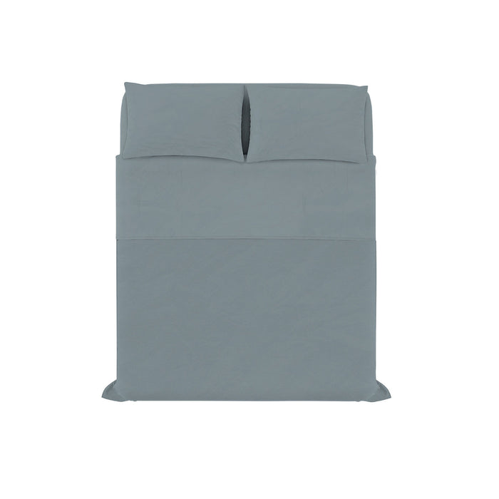 Set Lenzuola Matrimoniale Sopra Sotto e 2 Federe Linea Water Washed Grigio Chiaro