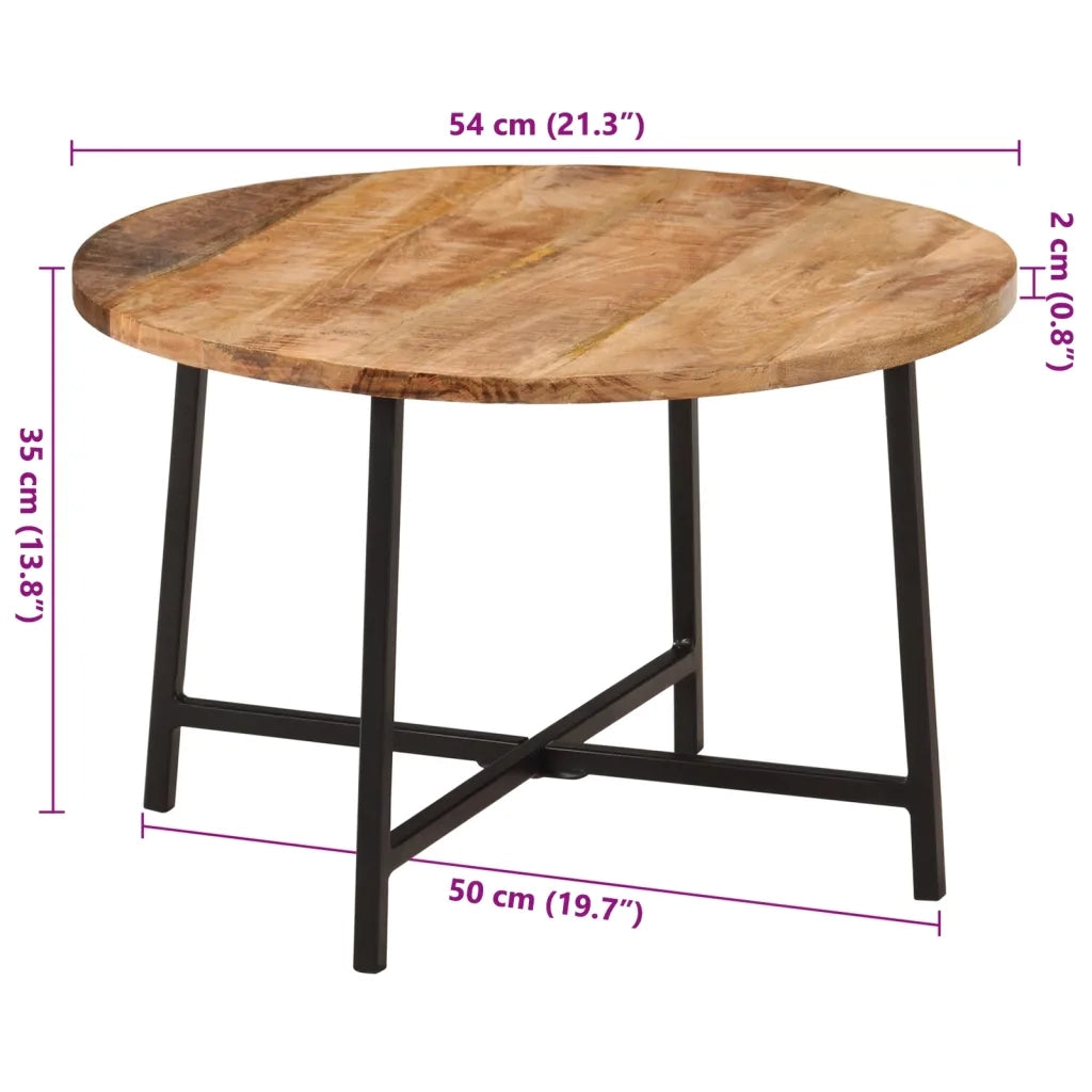 Tavolino da Salotto 54x54x35 cm Legno Massello Mango e Ferro 371968